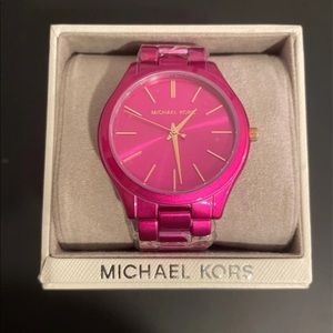 MK Slim Runway Watch Electric Pink